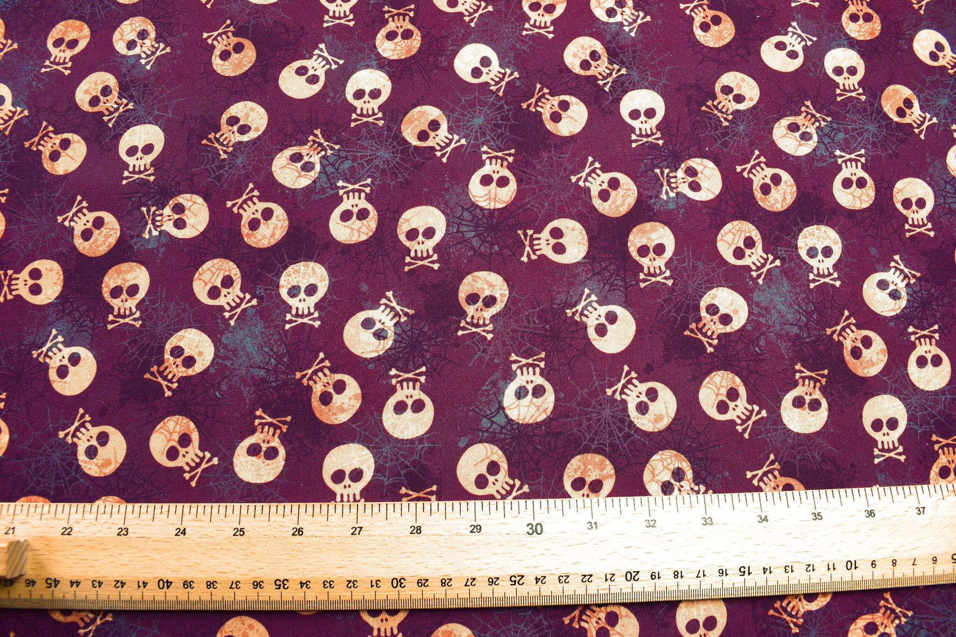 skull fabric, halloween fabric, quilting fabric, skull and crossbones, cotton fabric, cobweb fabric, spooky fabric Price by the Half Metre The Quilt Sanctuary