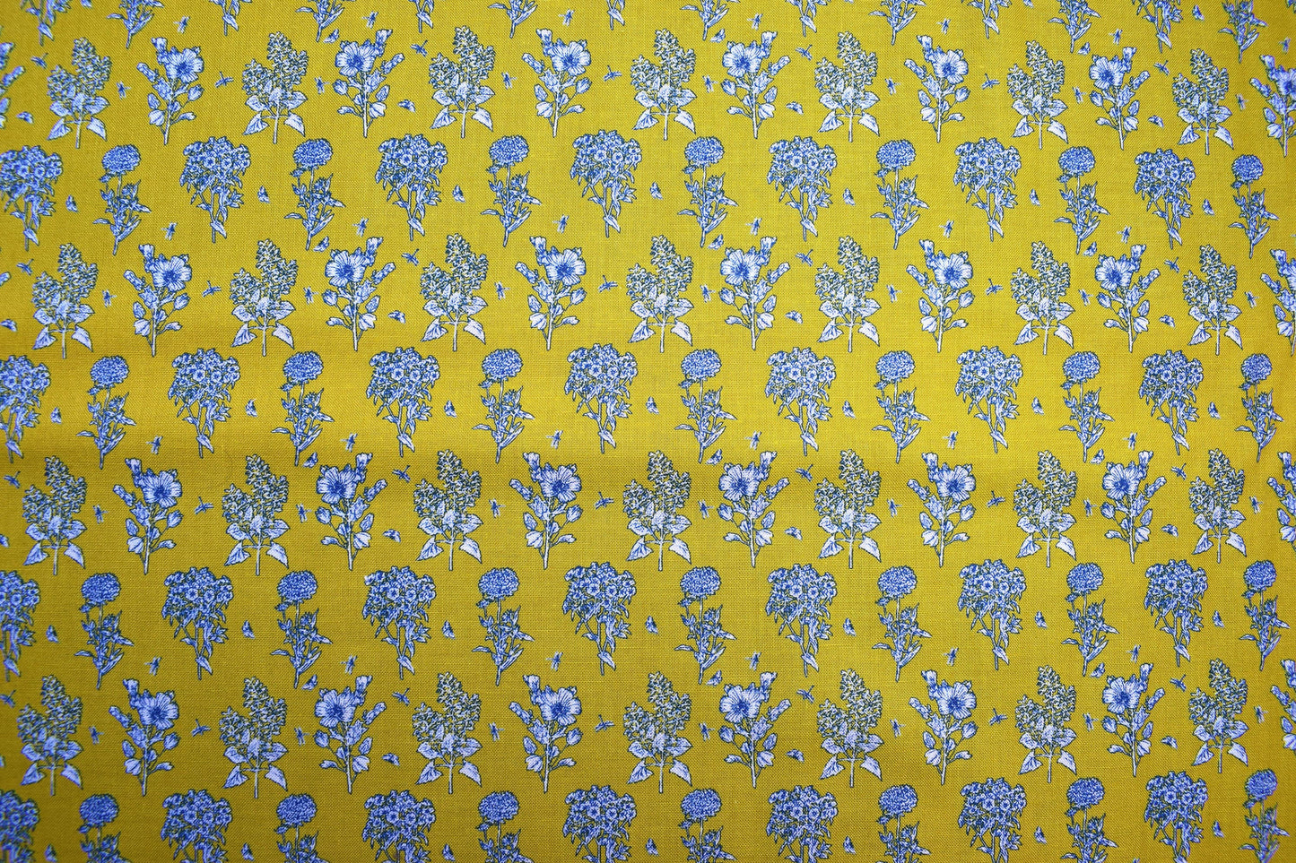 herb fabric , yellow floral fabric, garden fabric, cotton fabric, Price by the Half Metre The Quilt Sanctuary