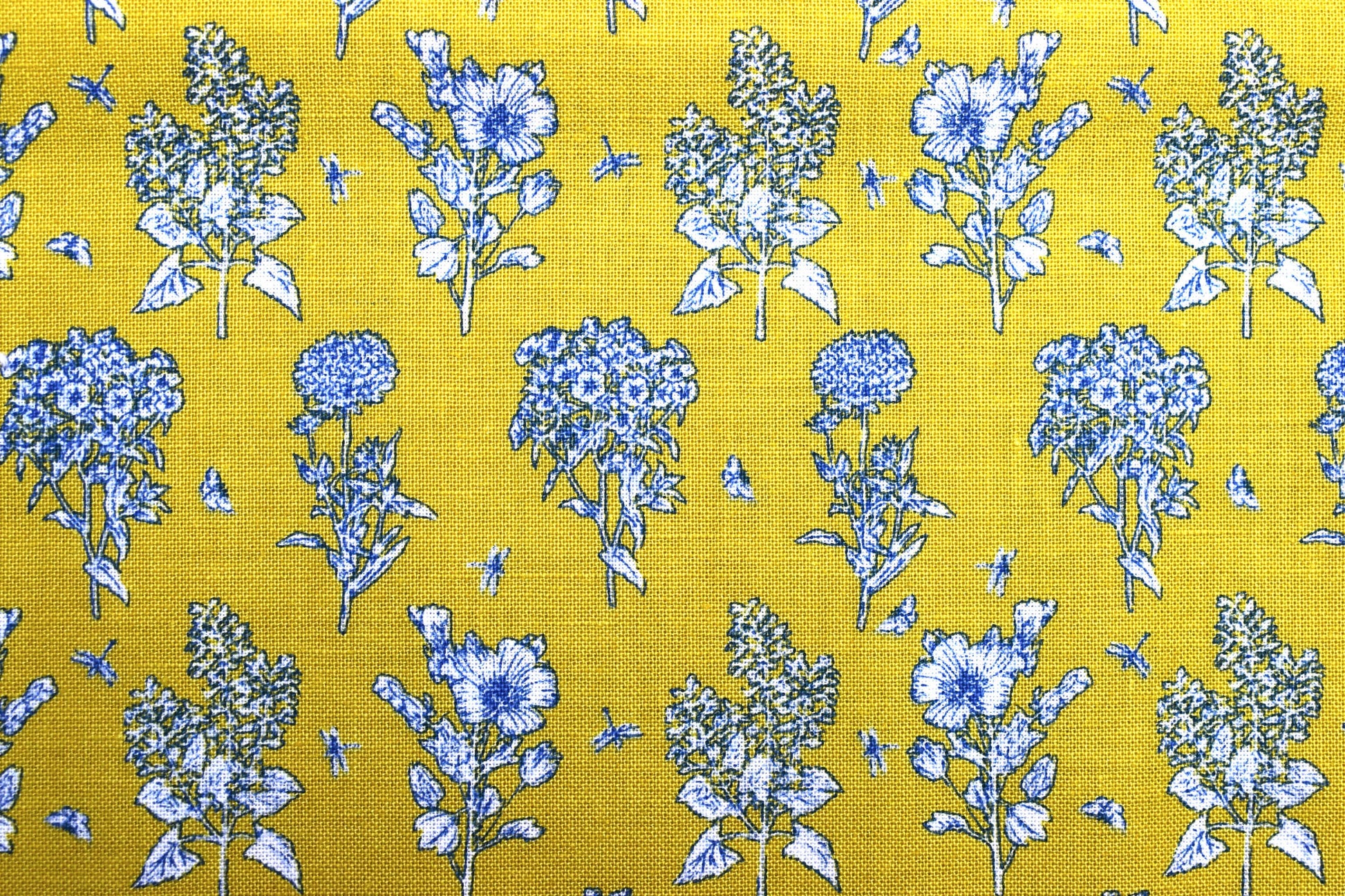 herb fabric , yellow floral fabric, garden fabric, cotton fabric, Price by the Half Metre The Quilt Sanctuary