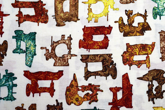 vintage sewing machine fabric , cotton fabric, quilting fabric, quilt fabric, dan morris, quilting treasures Price by the Half Metre The Quilt Sanctuary
