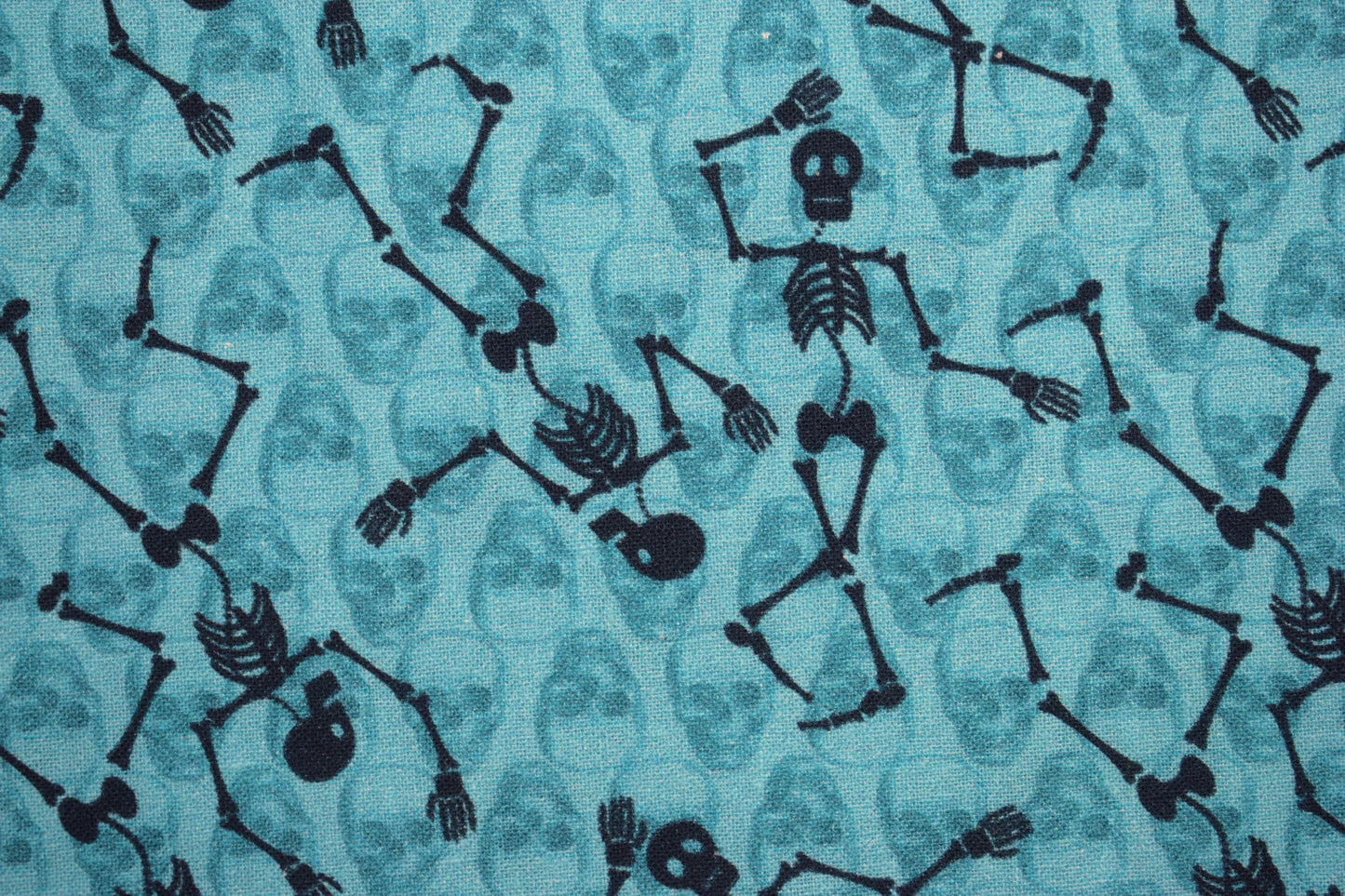 Halloween fabric, dancing skeleton fabric, skull fabric, quilting fabric, childrens fabric, cotton fabric, Price by the Half Metre The Quilt Sanctuary