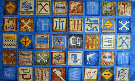 Craftsman Quilting panel, woodworking fabric, quilting treasures fabric panel, mens fabric The Quilt Sanctuary