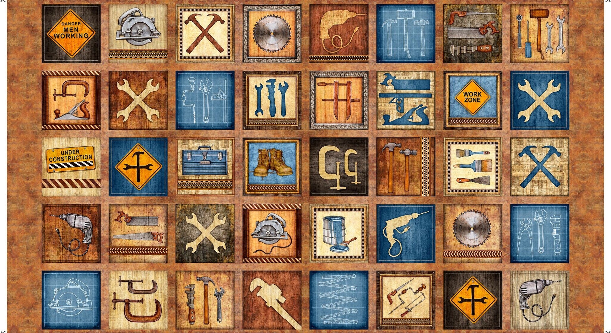 woodwork fabric panel, craftsman quilting panel, quilting treasures fabric panel, mens fabric The Quilt Sanctuary