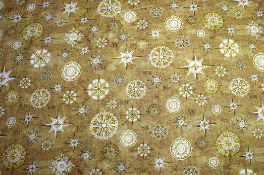 Beige Compass fabric, Quilting fabric, cotton fabric, quilting treasures, wanderlust fabric, sailing fabric Price by the Half Metre The Quilt Sanctuary