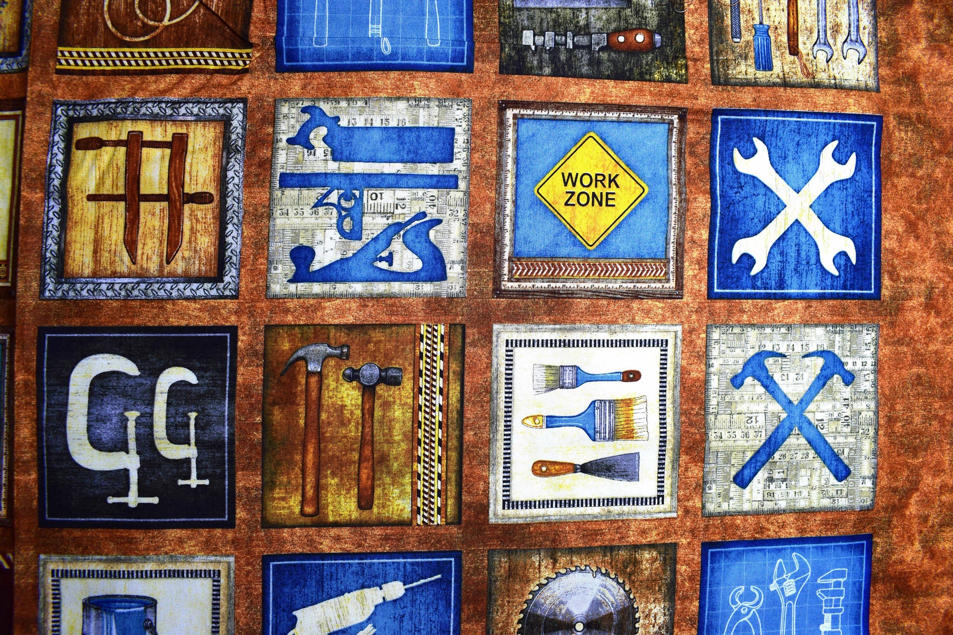 woodwork fabric panel, craftsman quilting panel, quilting treasures fabric panel, mens fabric The Quilt Sanctuary