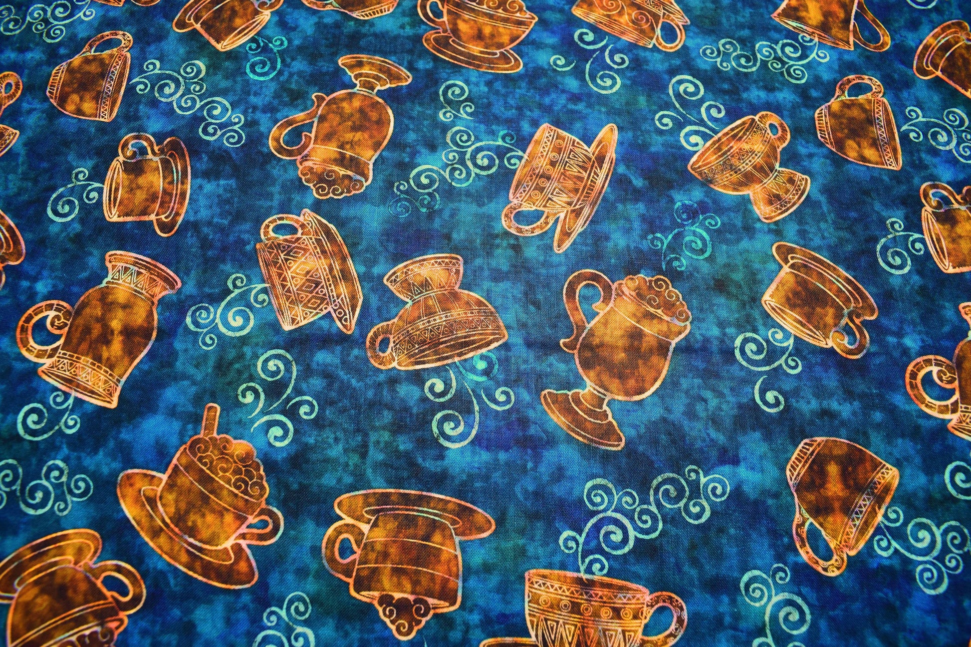 large coffee cup fabric, Quilting fabric, cotton fabric, quilting treasures, cafe all day - Price by the Half Metre The Quilt Sanctuary