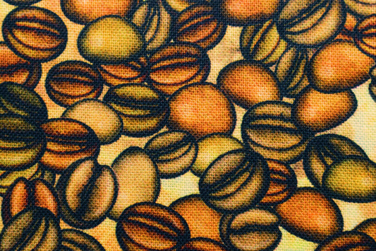 roasted Coffee bean fabric, Quilting fabric, cotton fabric, quilting treasures, cafe all day - Price by the Half Metre The Quilt Sanctuary