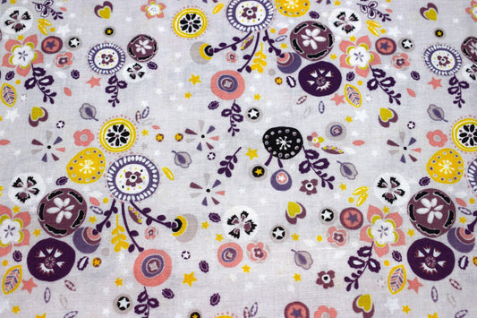small grey floral Quilting fabric , makower quilting fabric Price by the Half Metre The Quilt Sanctuary