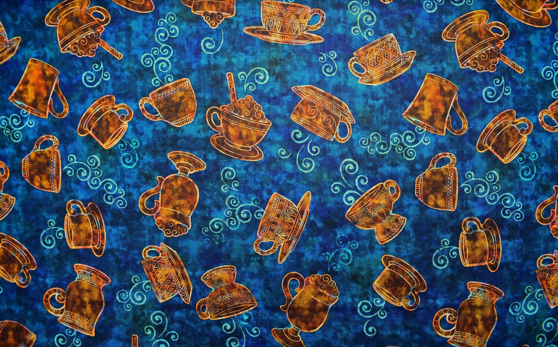 large coffee cup fabric, Quilting fabric, cotton fabric, quilting treasures, cafe all day - Price by the Half Metre The Quilt Sanctuary