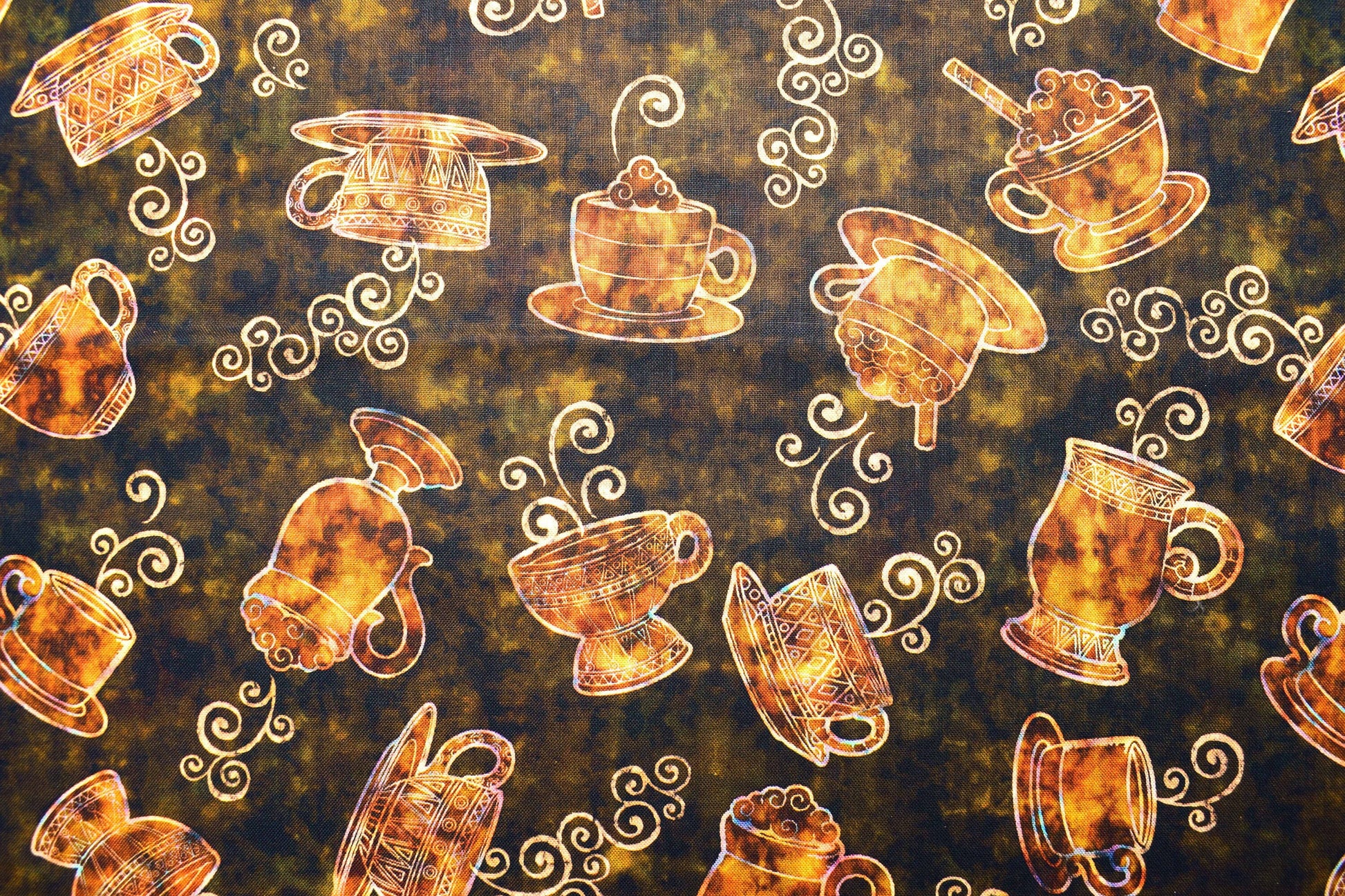 Coffee cups fabric, Quilting fabric, cotton fabric, quilting treasures, cafe all day - Price by the Half Metre The Quilt Sanctuary