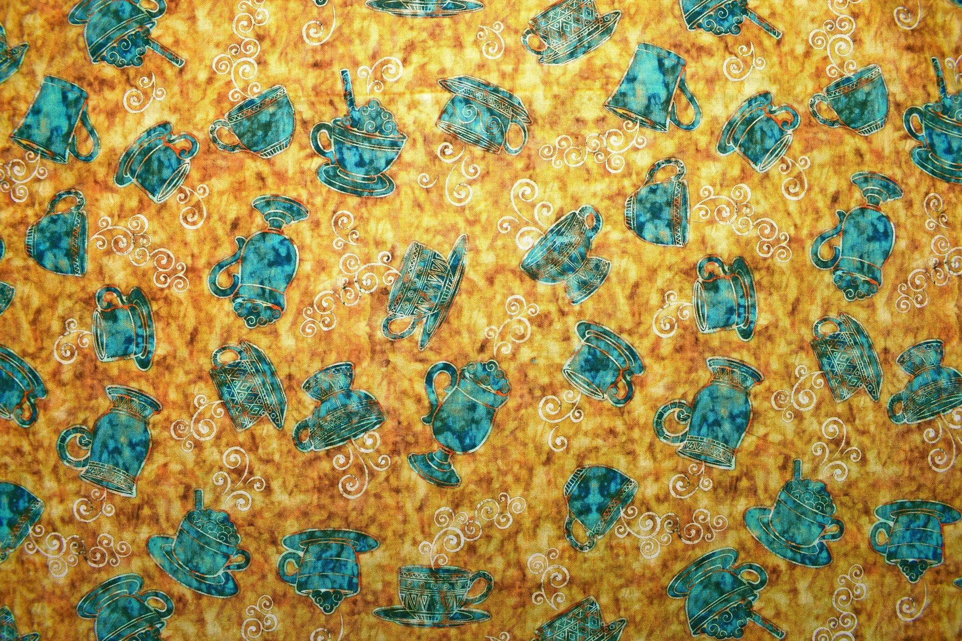 cup of coffee fabric, Quilting fabric, cotton fabric, quilting treasures, cafe all day - Price by the Half Metre The Quilt Sanctuary