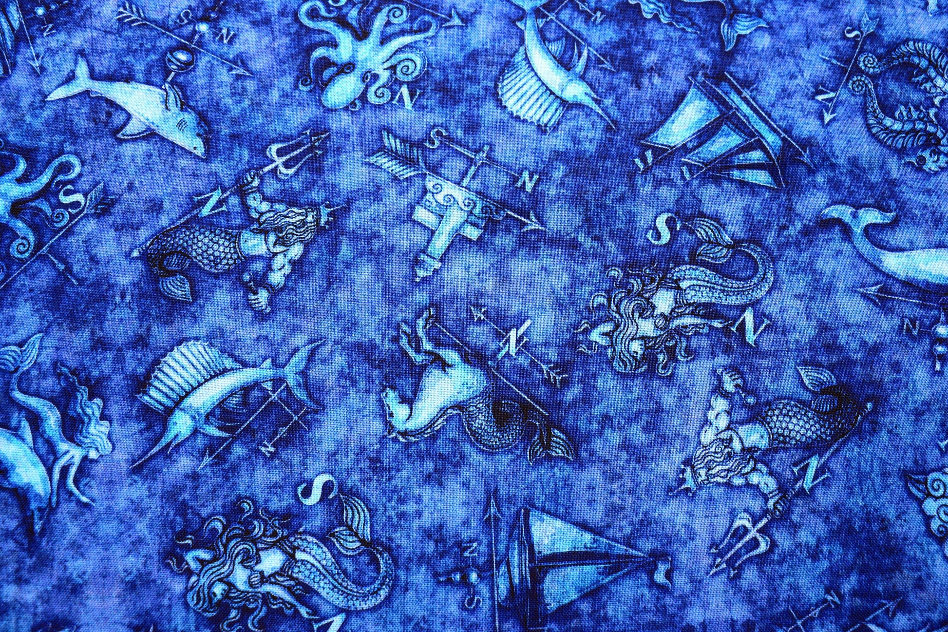Navy ships compass fabric, Quilting fabric, Smooth Sailing, price by the half metre The Quilt Sanctuary