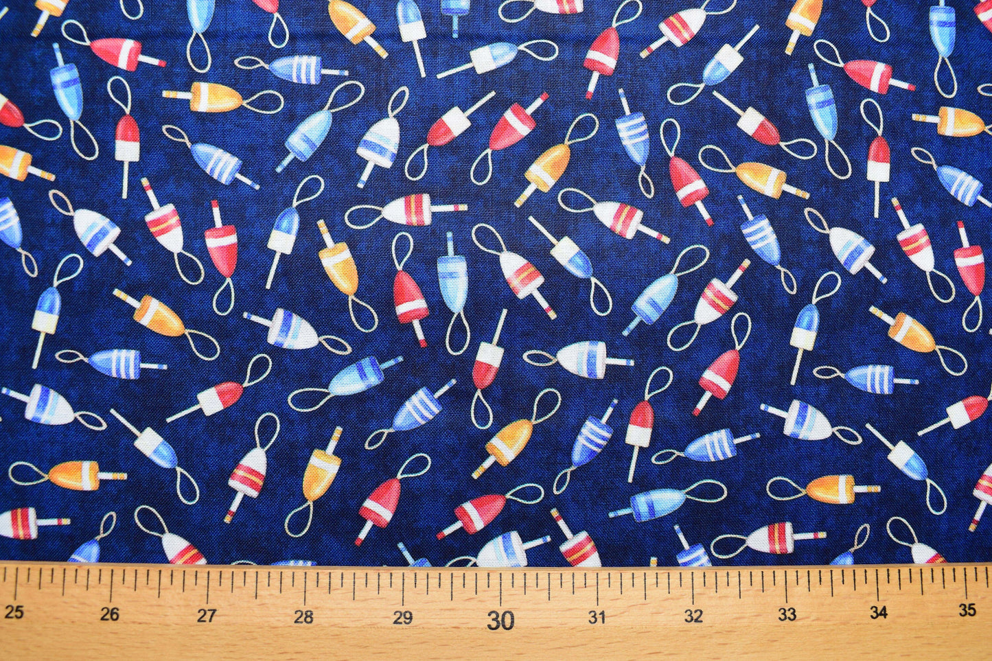 Navy fishing floats fabric, Quilting fabric, Smooth Sailing, price by the half metre The Quilt Sanctuary
