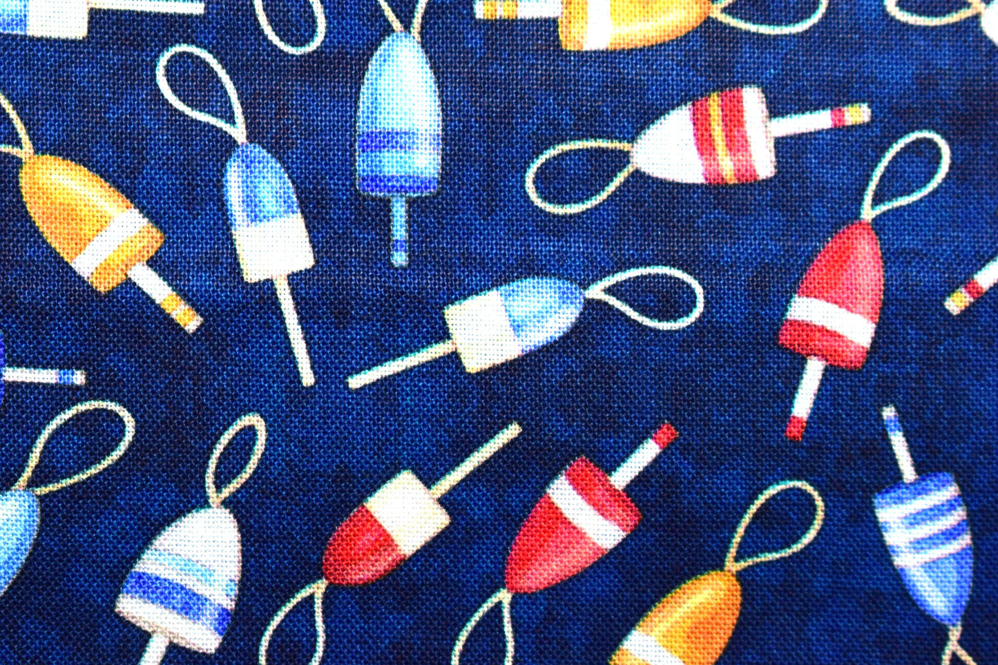 Navy fishing floats fabric, Quilting fabric, Smooth Sailing, price by the half metre The Quilt Sanctuary