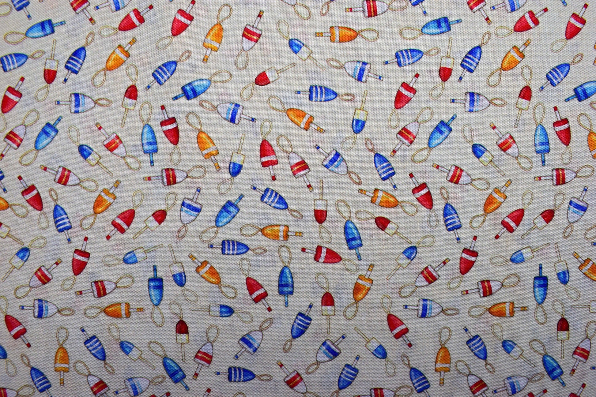 Cream fishing floats fabric, Quilting fabric, Smooth Sailing, price by the half metre The Quilt Sanctuary