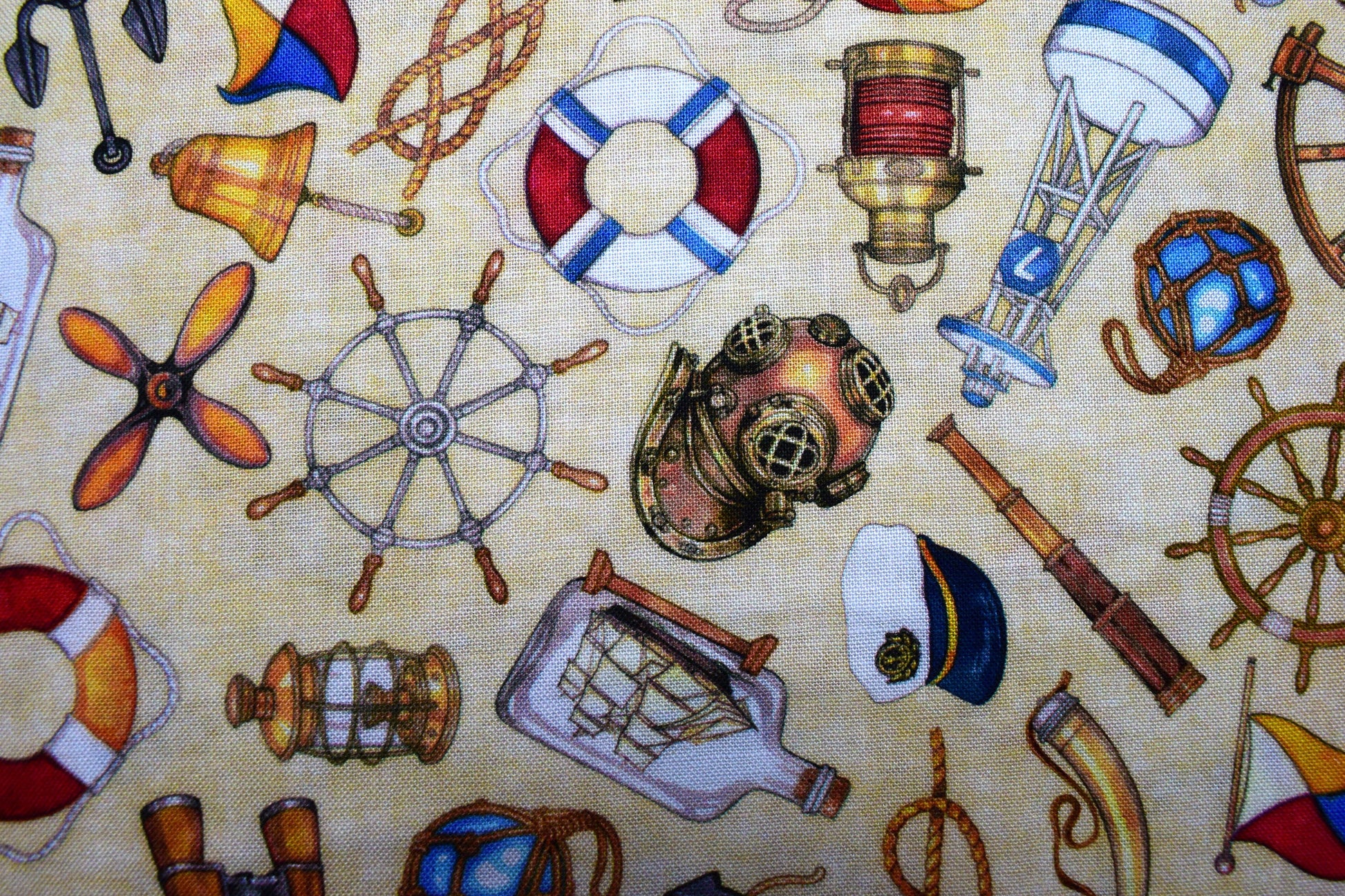 Cream Nautical fabric, Quilting fabric, Smooth Sailing, price by the half metre The Quilt Sanctuary