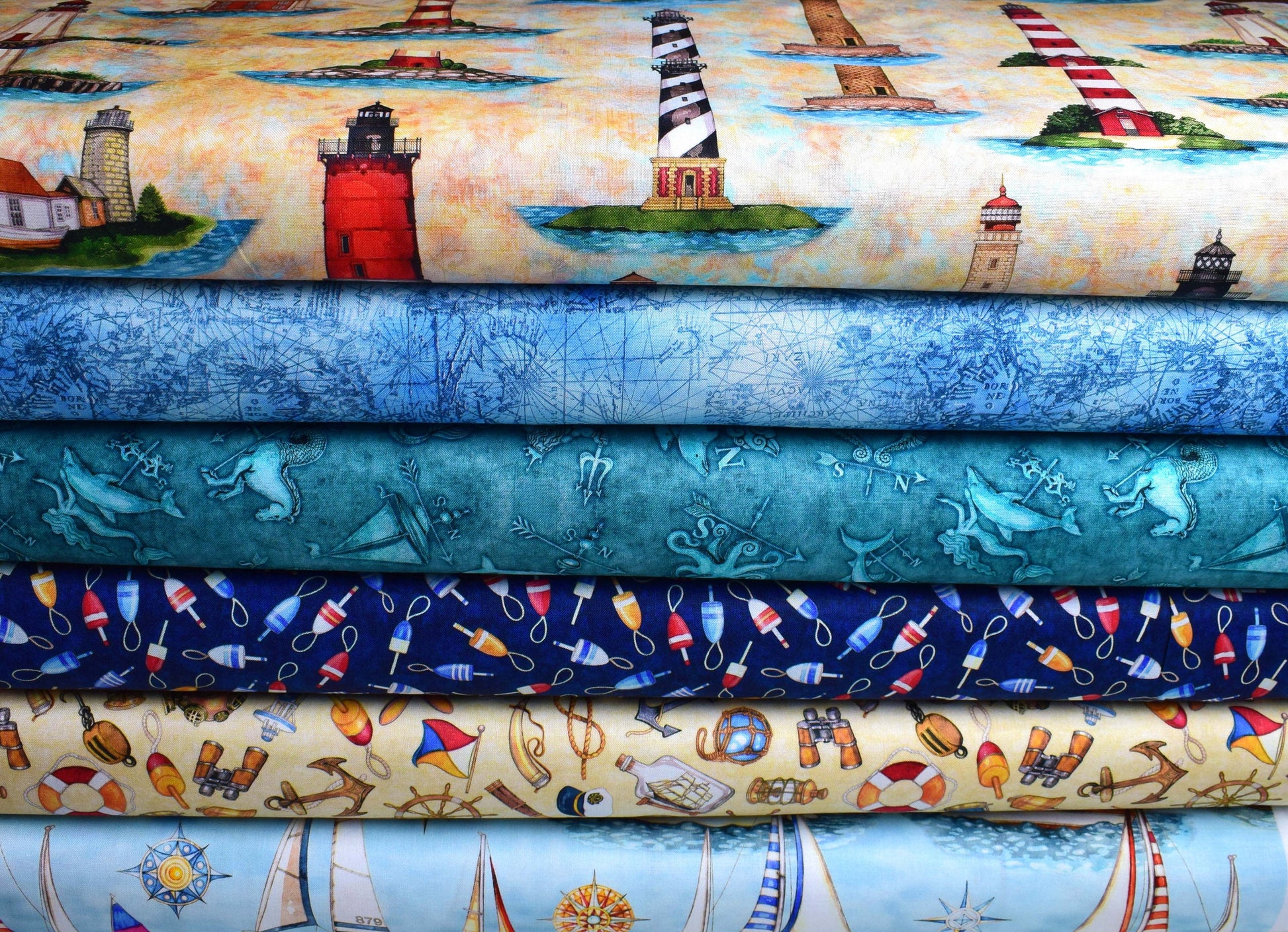 Nautical fabric collection, fabric bundle, Smooth Sailing by Dan Morris The Quilt Sanctuary