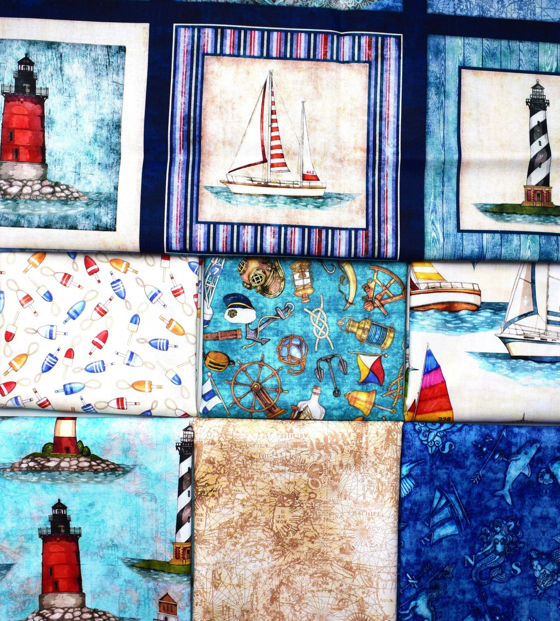 Sailing fabric bundle, fabric collection, Smooth Sailing by Dan Morris The Quilt Sanctuary