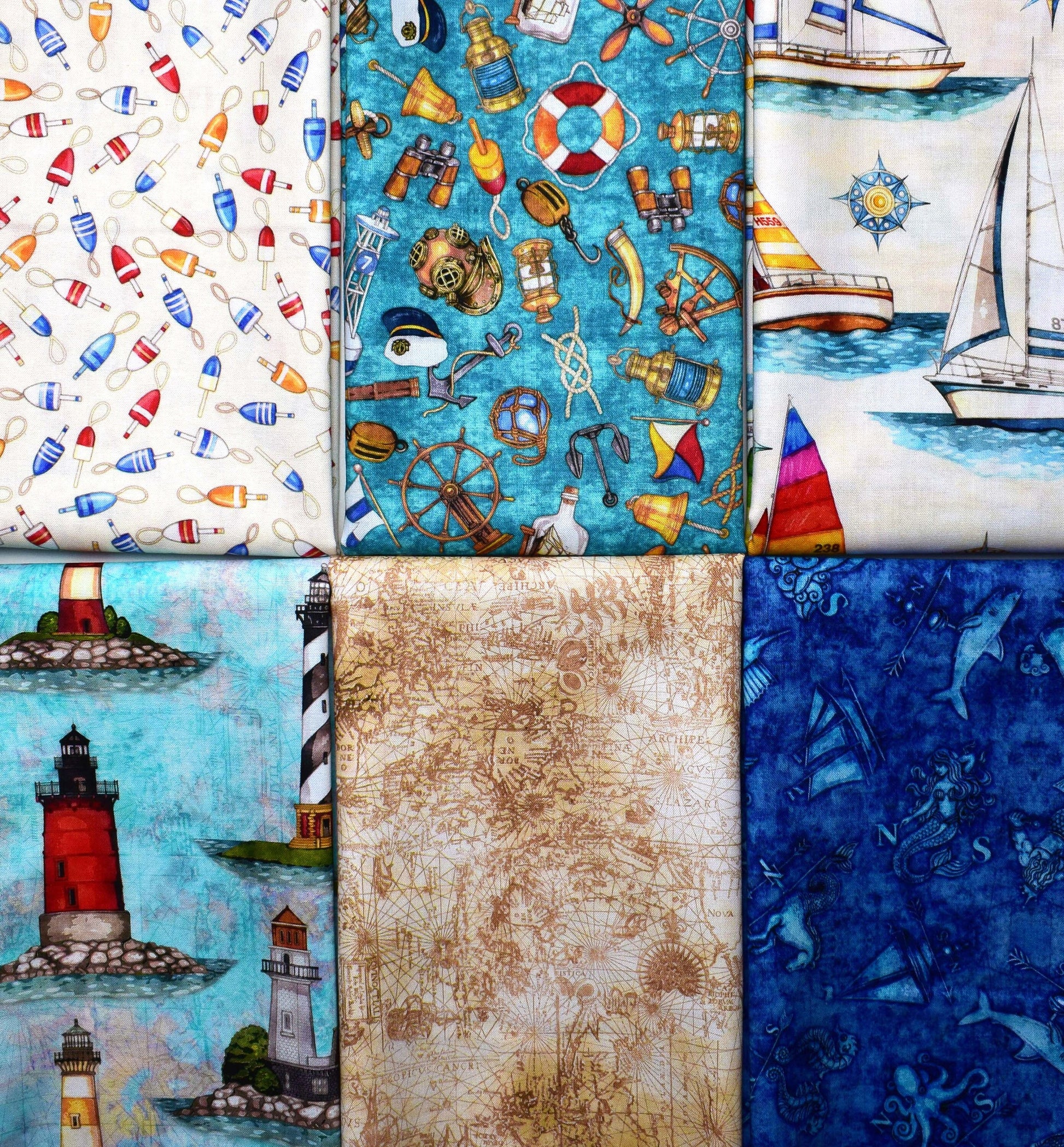 Sailing fabric bundle, fabric collection, Smooth Sailing by Dan Morris The Quilt Sanctuary
