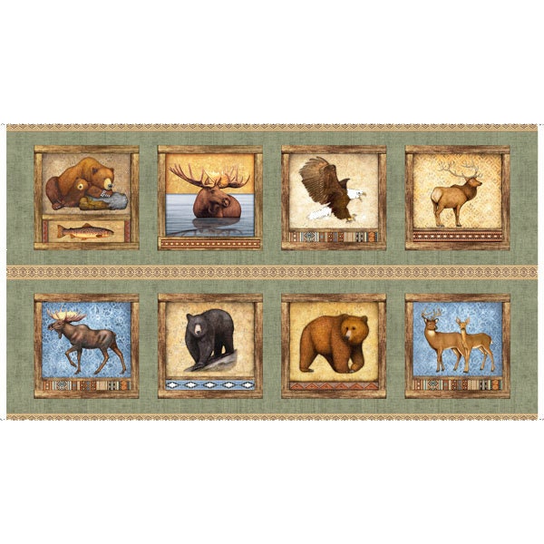 American wilderness panel, Quilting panel, cotton fabric, timberland trail The Quilt Sanctuary