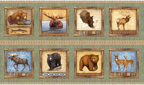 American wilderness panel, Quilting panel, cotton fabric, timberland trail The Quilt Sanctuary