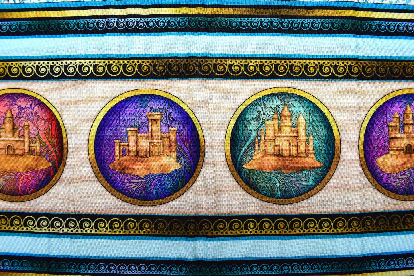 Mermaid border Fabric in blue, Quilting fabric, Sea Serenade, price by the half metre The Quilt Sanctuary