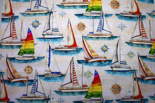 sailing boat fabric, Quilting fabric, Smooth Sailing, price by the half metre The Quilt Sanctuary
