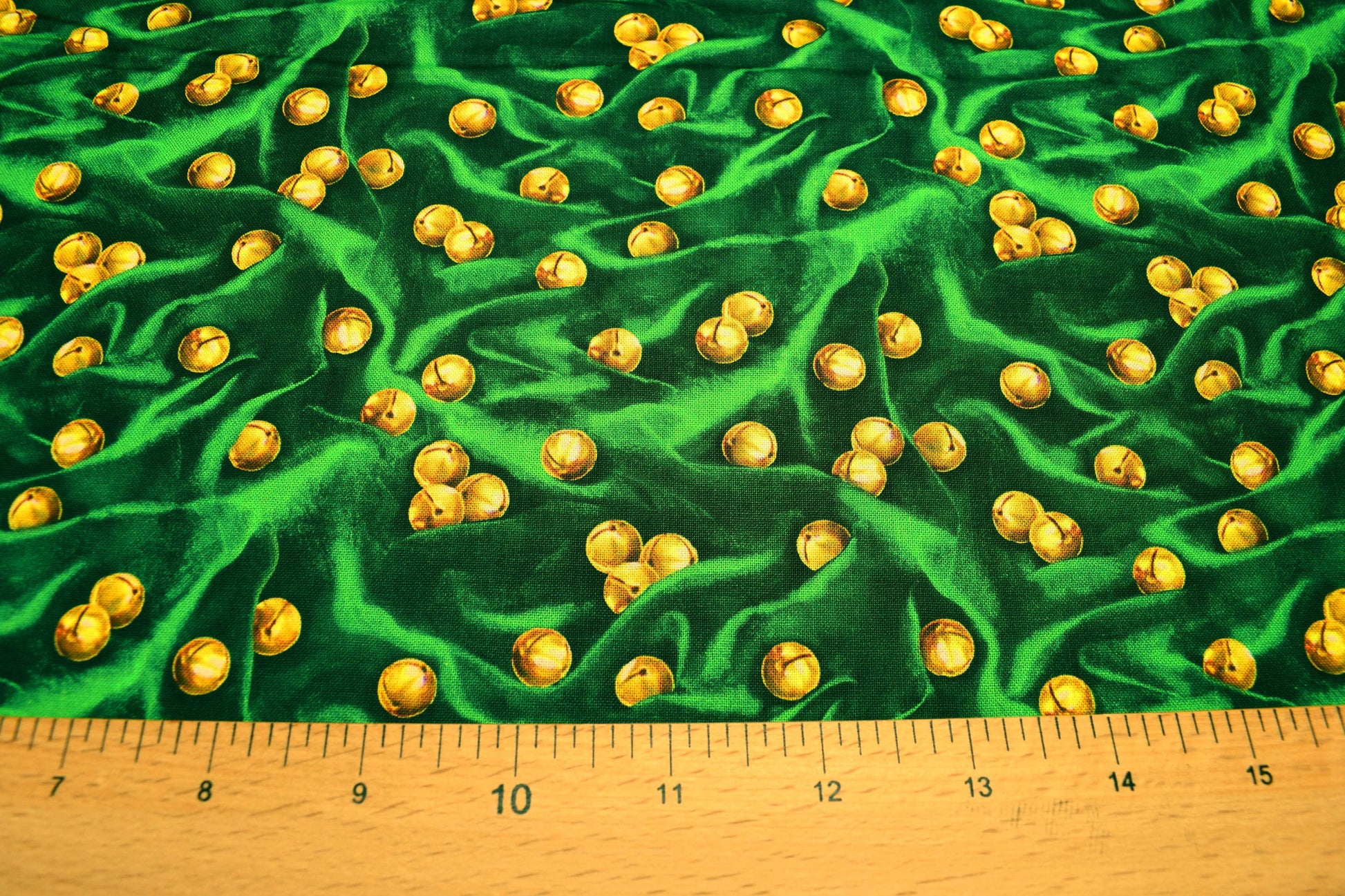 Green Christmas bells fabric, Santa's List, Christmas Quilting fabric, price by the half metre The Quilt Sanctuary