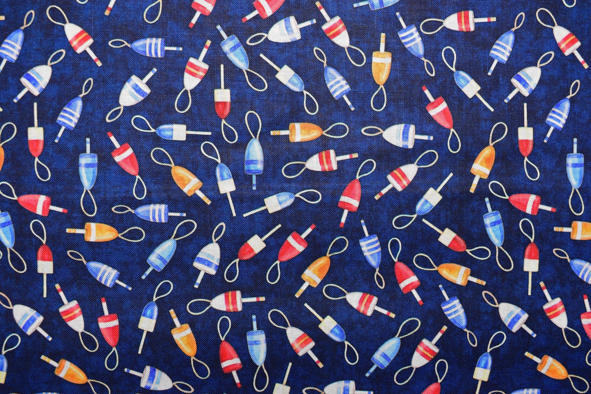 Navy fishing floats fabric, Quilting fabric, Smooth Sailing, price by the half metre The Quilt Sanctuary