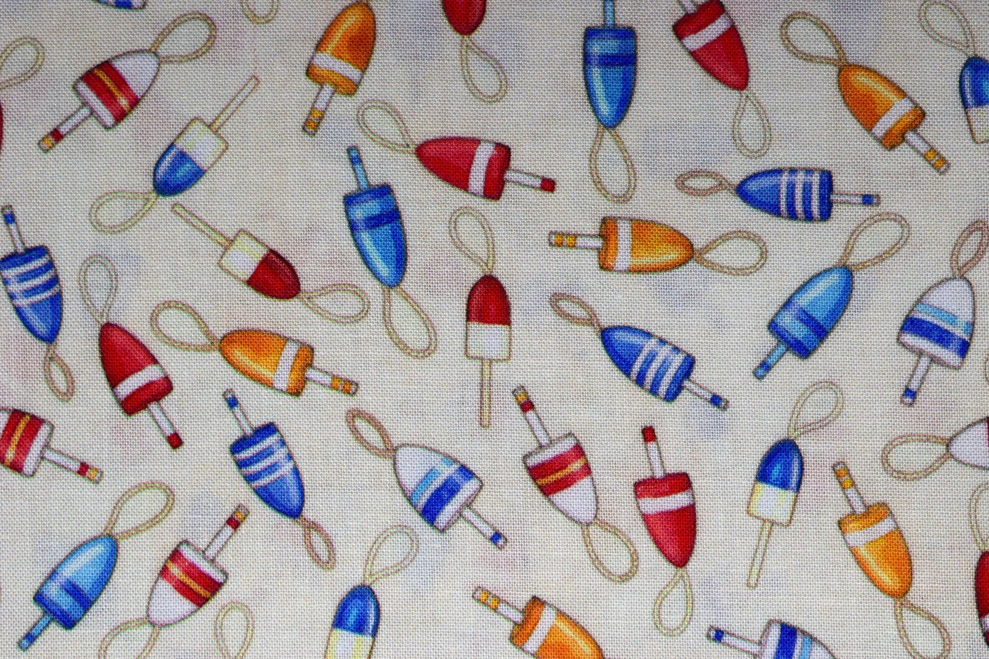 Cream fishing floats fabric, Quilting fabric, Smooth Sailing, price by the half metre The Quilt Sanctuary