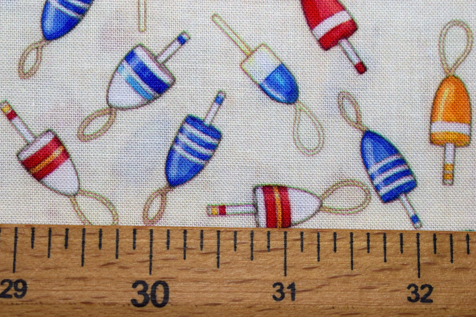 Cream fishing floats fabric, Quilting fabric, Smooth Sailing, price by the half metre The Quilt Sanctuary