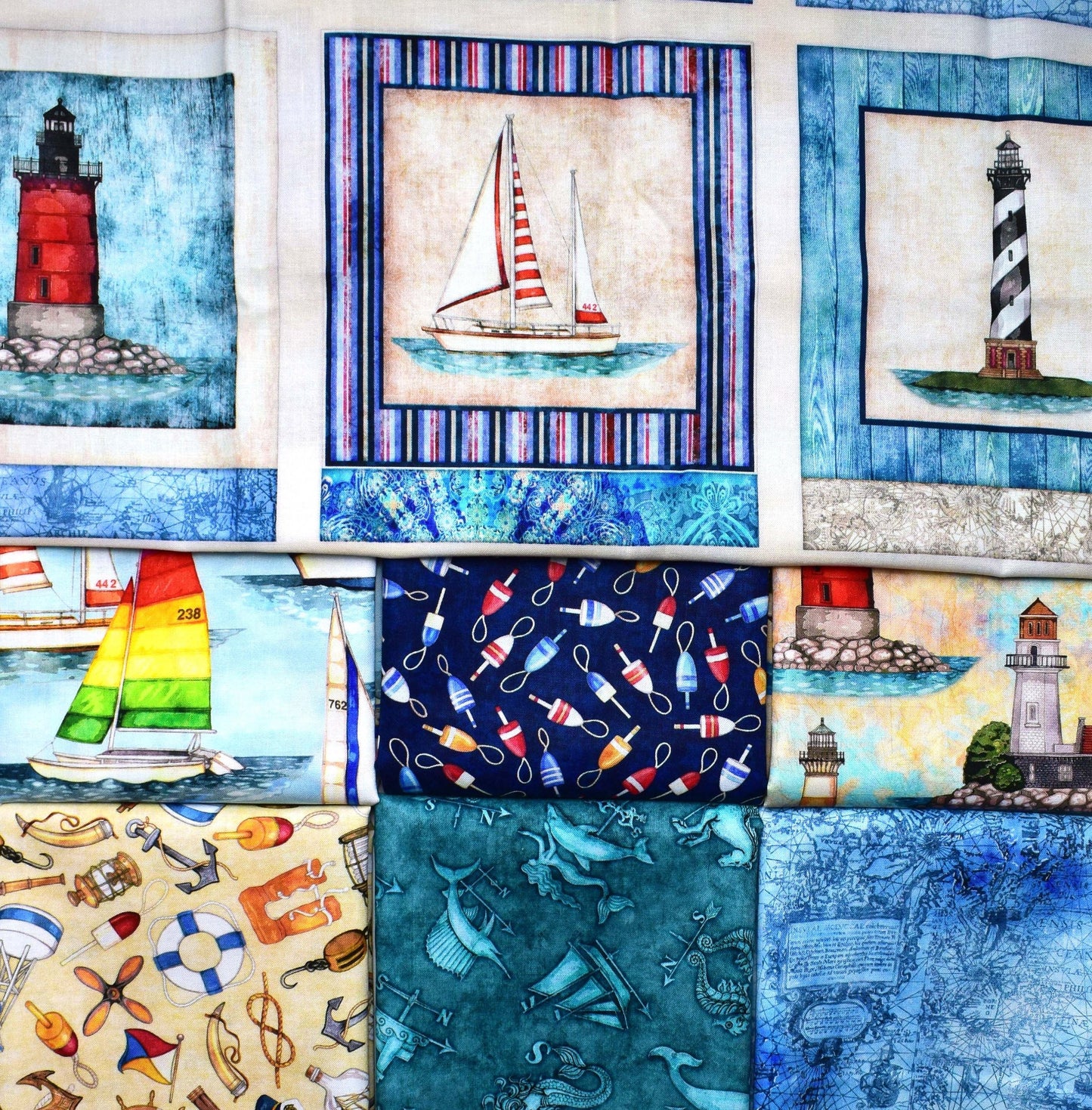 Nautical fabric collection, fabric bundle, Smooth Sailing by Dan Morris The Quilt Sanctuary