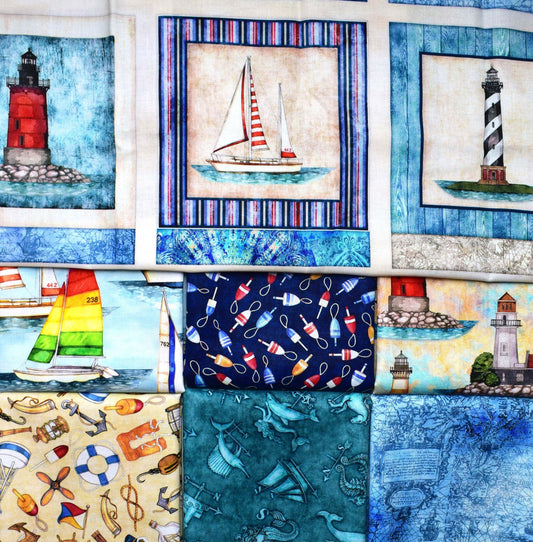 Nautical fabric collection, fabric bundle, Smooth Sailing by Dan Morris The Quilt Sanctuary