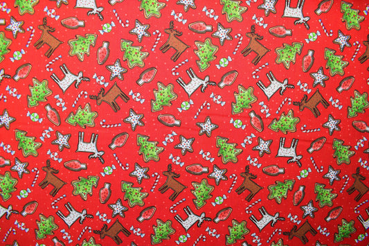 Christmas cookie fabric, Reindeer Antics, Christmas Quilting fabric, price by the half metre The Quilt Sanctuary