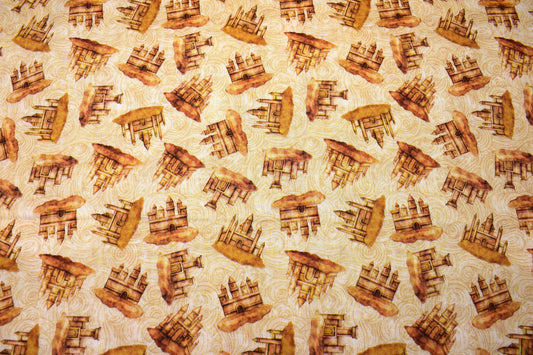 beach fabric, Sepia Sandcastle Fabric, Quilting fabric, Sea Serenade, price by the half metre The Quilt Sanctuary