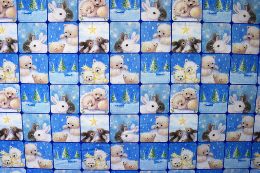 woodland Cuties Checkerboard Fabric, Christmas Quilting fabric, price by the half metre The Quilt Sanctuary