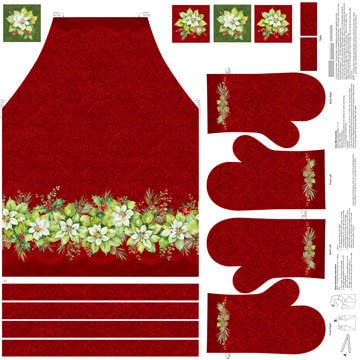 Christmas apron and Oven Mitt panel, fabric apron, apron kit, apron fabric panel, fabric apron, kitchen apron, cooking apron The Quilt Sanctuary