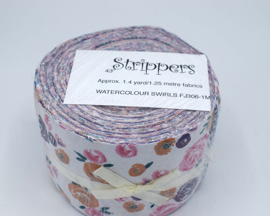floral half jelly roll, fabric freedom jelly baby, Watercolour swirls 1M The Quilt Sanctuary