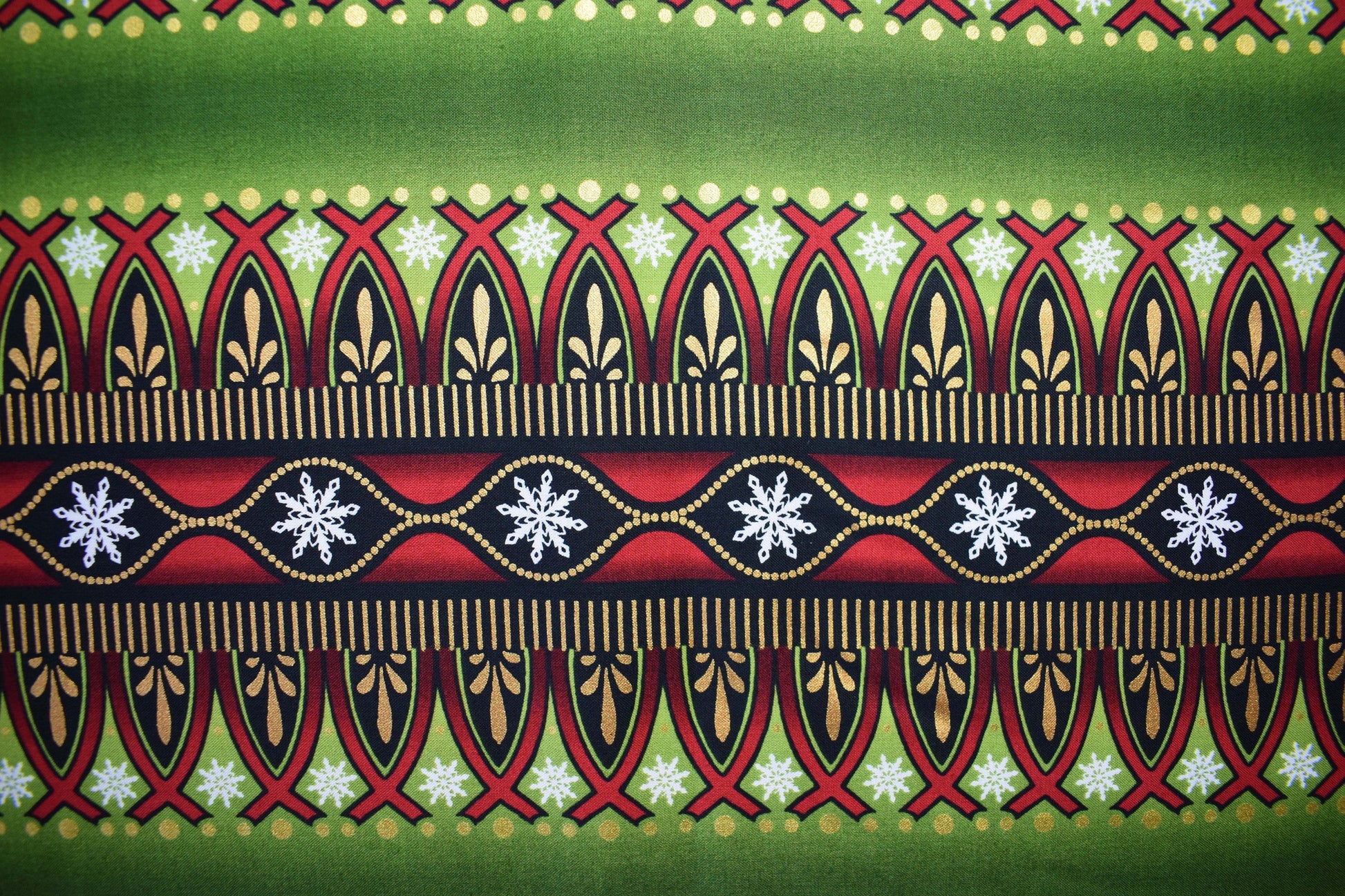 Green border fabric, Celestial Winter Fabric , Quilting fabric, Jason Yenter - Price by the Half Metre The Quilt Sanctuary