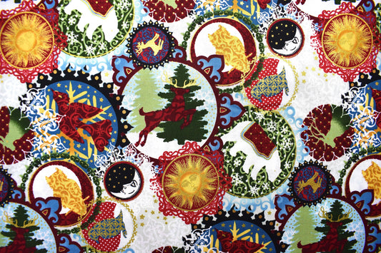 Christmas baubles fabric, Celestial Winter Fabric , Quilting fabric, Jason Yenter - Price by the Half Metre The Quilt Sanctuary