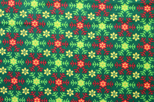 Green snowflake fabric, Santa's List, Christmas Quilting fabric, price by the half metre The Quilt Sanctuary