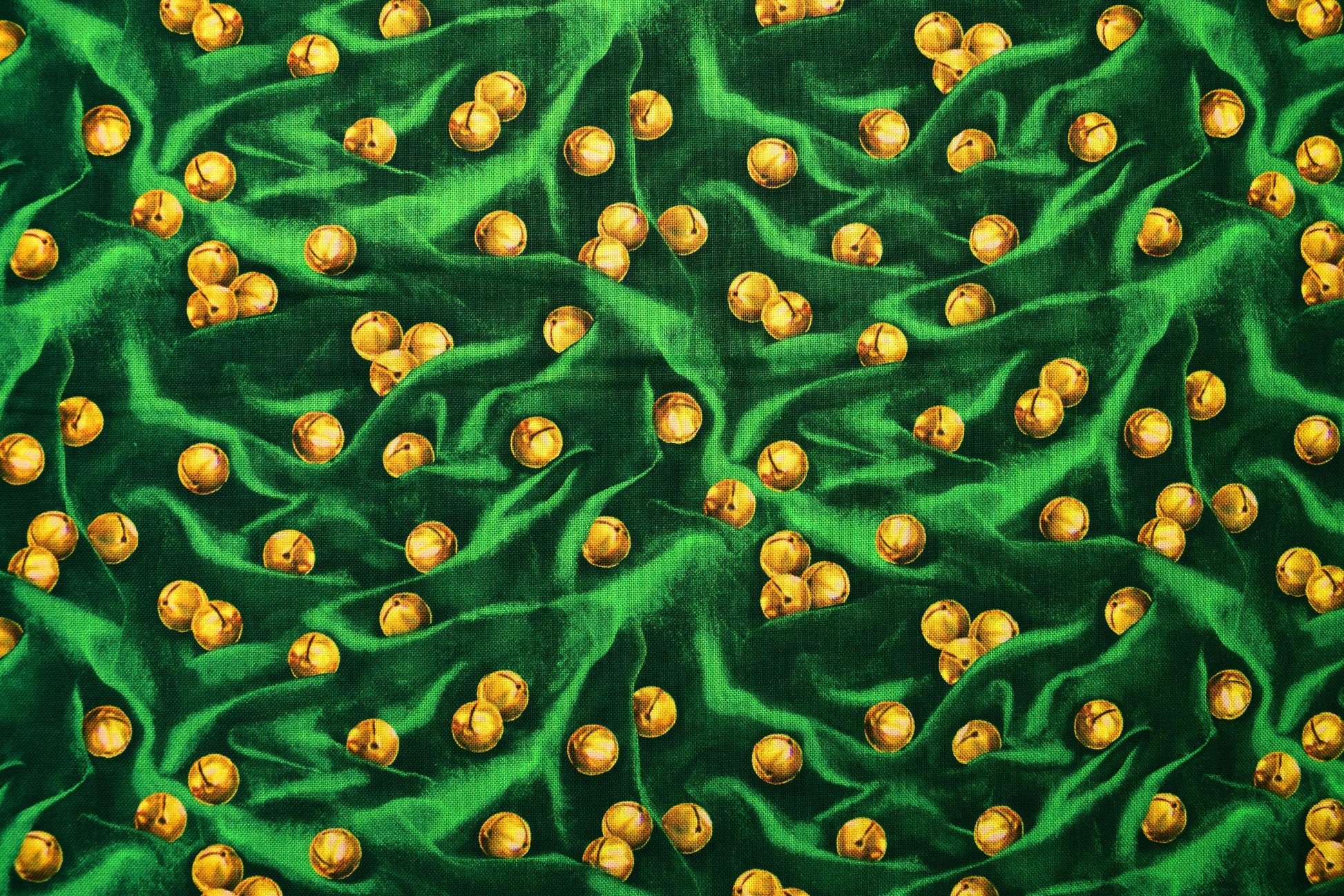 Green Christmas bells fabric, Santa's List, Christmas Quilting fabric, price by the half metre The Quilt Sanctuary