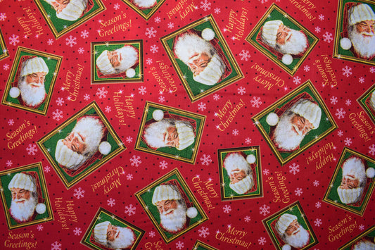 Father Christmas fabric, Santa's List, Christmas Quilting fabric, price by the half metre The Quilt Sanctuary