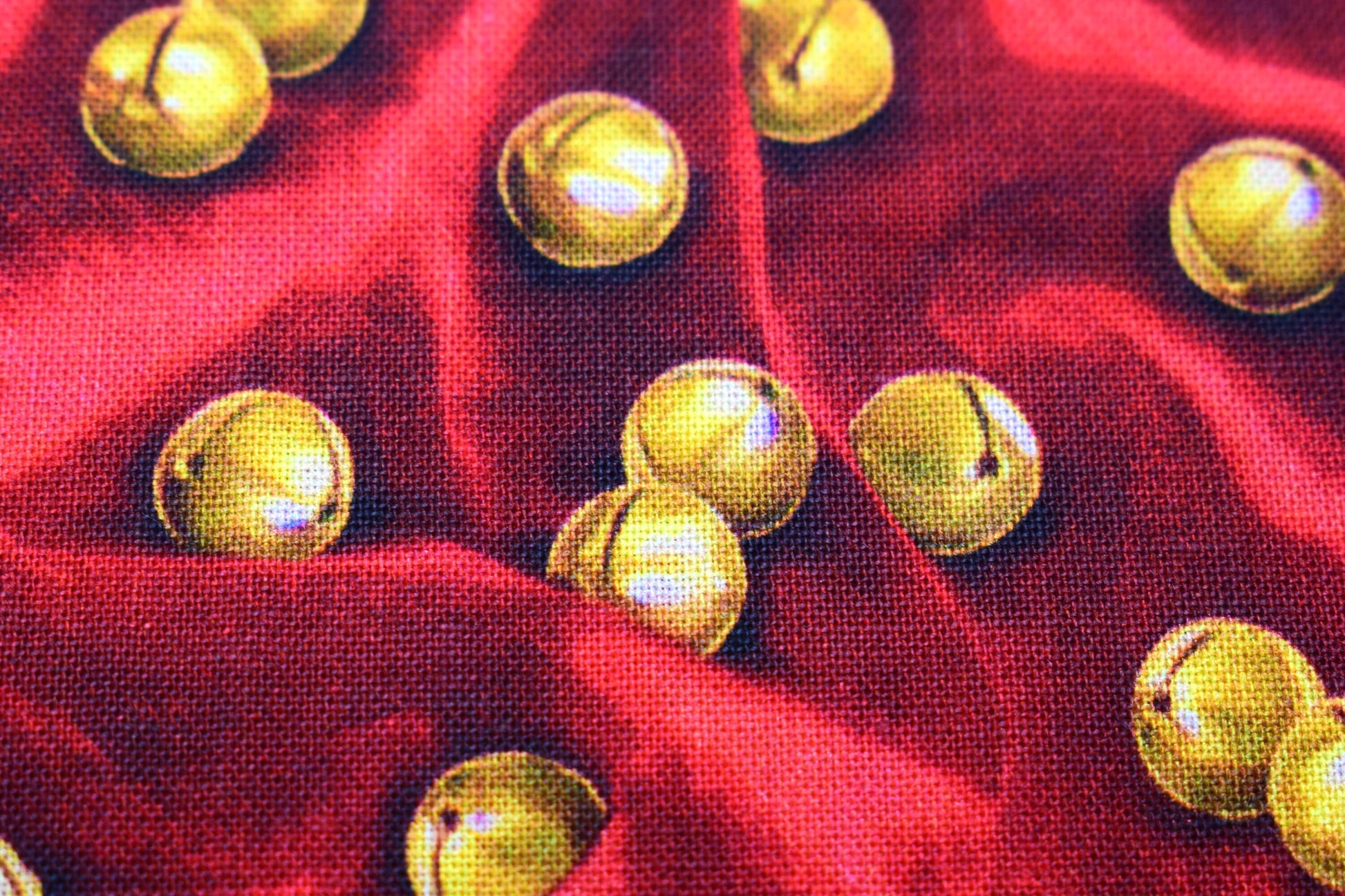 Red Christmas bells fabric, Santa's List, Christmas Quilting fabric, price by the half metre The Quilt Sanctuary