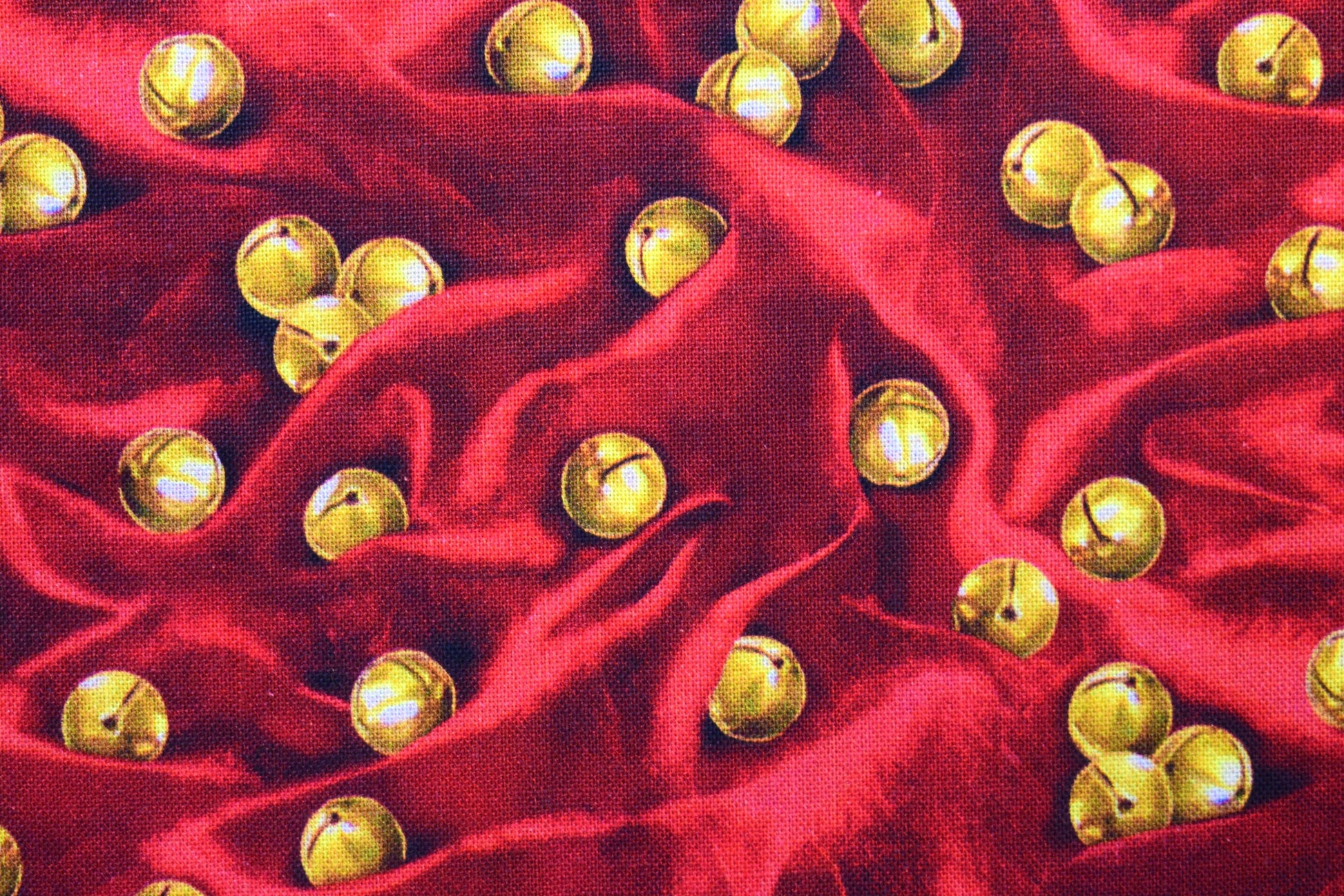 Red Christmas bells fabric, Santa's List, Christmas Quilting fabric, price by the half metre The Quilt Sanctuary