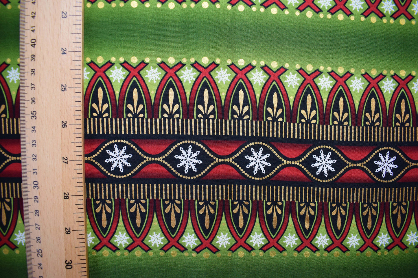 Green border fabric, Celestial Winter Fabric , Quilting fabric, Jason Yenter - Price by the Half Metre The Quilt Sanctuary