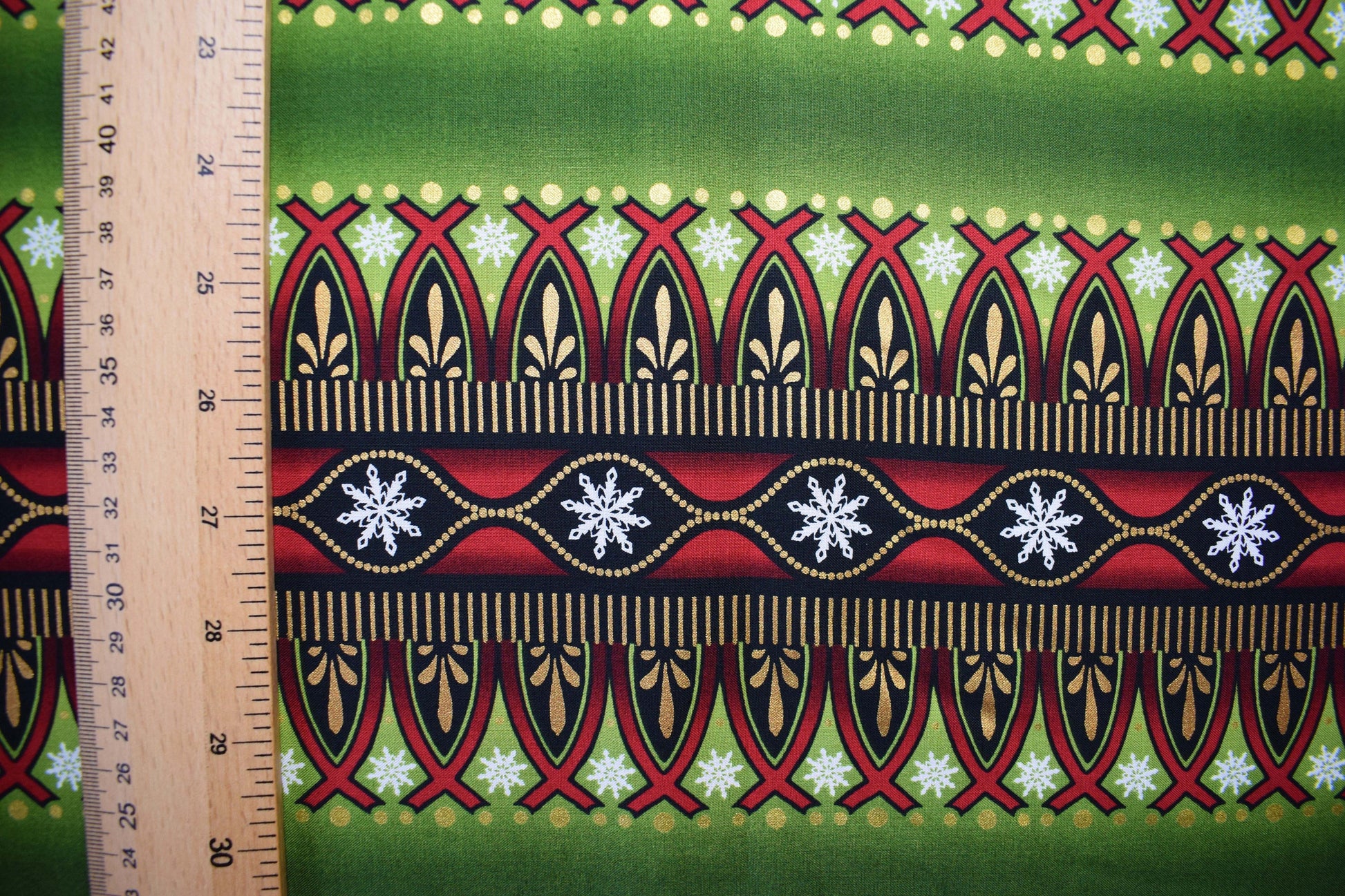 Green border fabric, Celestial Winter Fabric , Quilting fabric, Jason Yenter - Price by the Half Metre The Quilt Sanctuary
