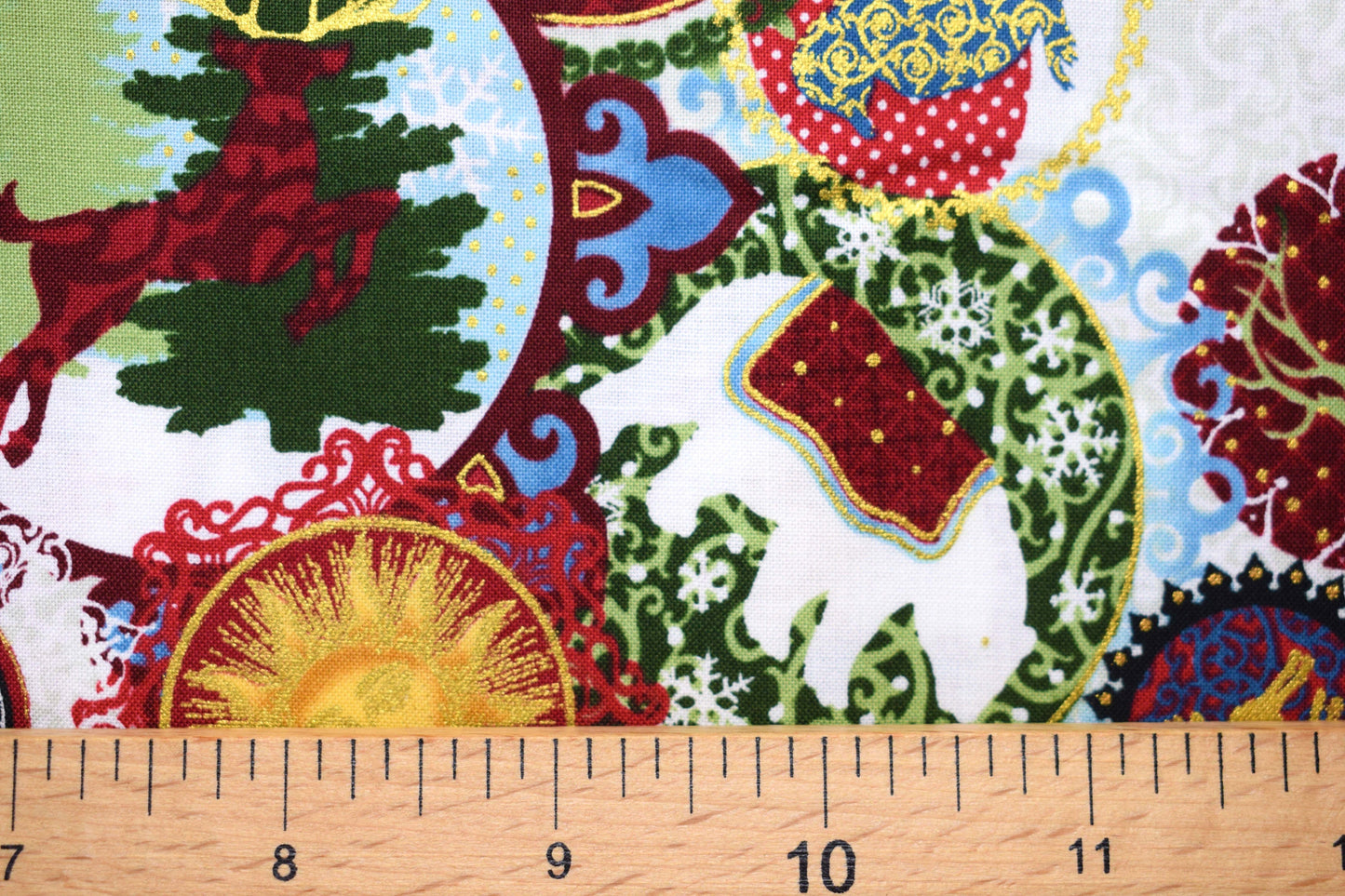 Christmas baubles fabric, Celestial Winter Fabric , Quilting fabric, Jason Yenter - Price by the Half Metre The Quilt Sanctuary