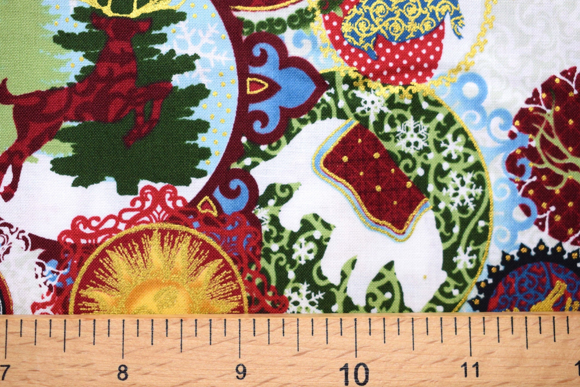 Christmas baubles fabric, Celestial Winter Fabric , Quilting fabric, Jason Yenter - Price by the Half Metre The Quilt Sanctuary