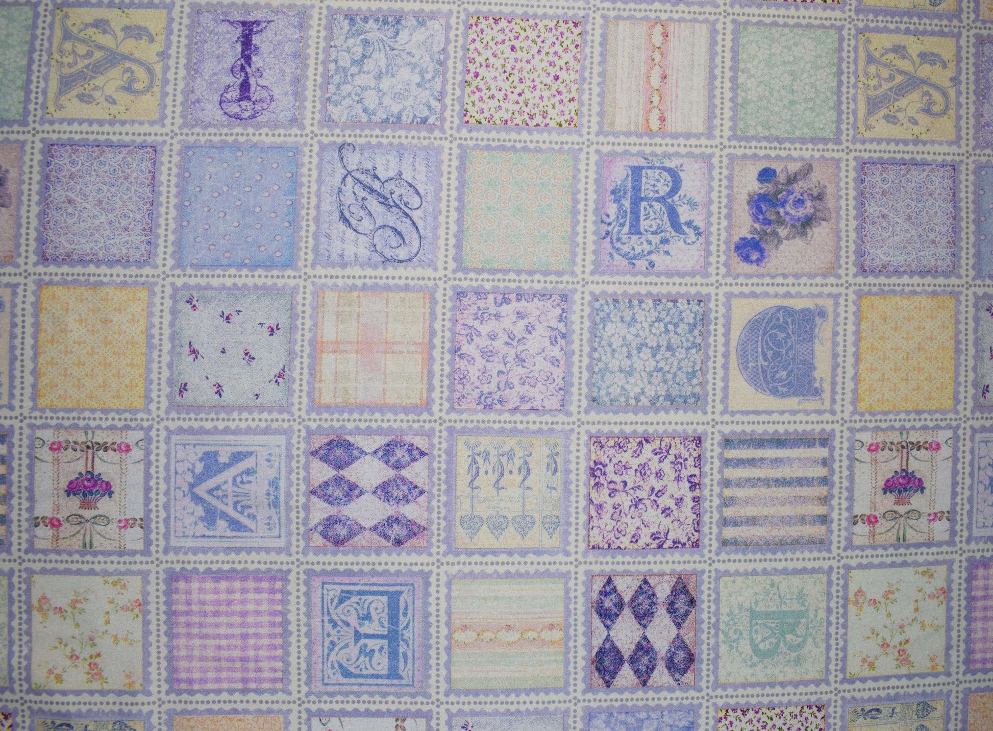 Patchwork block fabric, fabric squares, pastel quilting fabric, Price by the Half Metre The Quilt Sanctuary